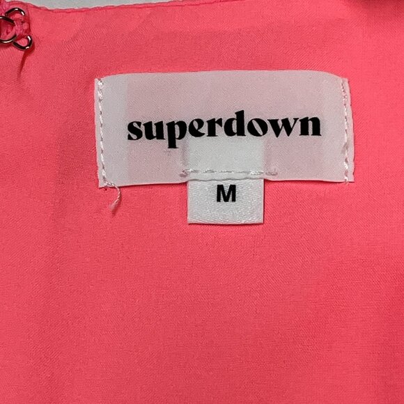 Revolve Superdown Addison Maxi Dress Womens M Hot Pink Chiffon Slip High Slit - Picture 10 of 12